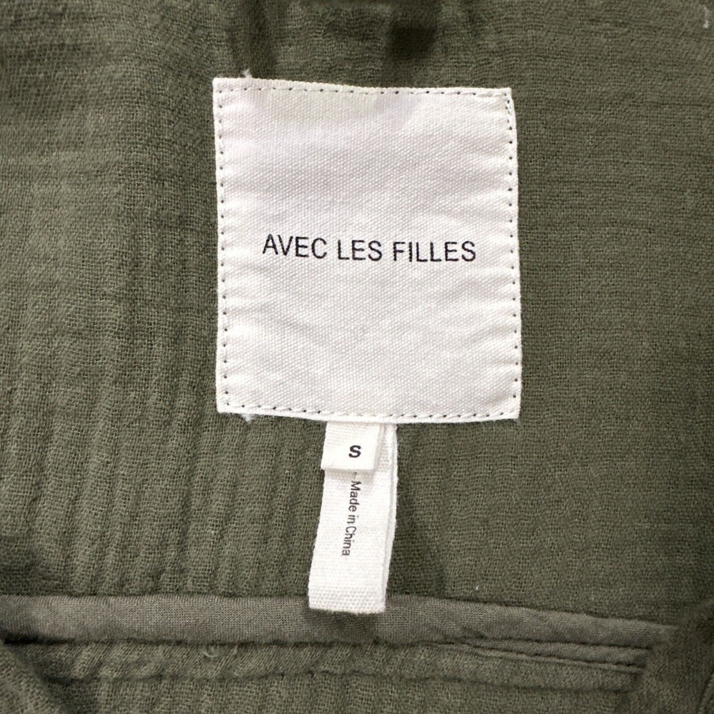 Avec Les Filles Women's Small Button Down Gauze Shirt Green Oversized - Picture 2 of 7